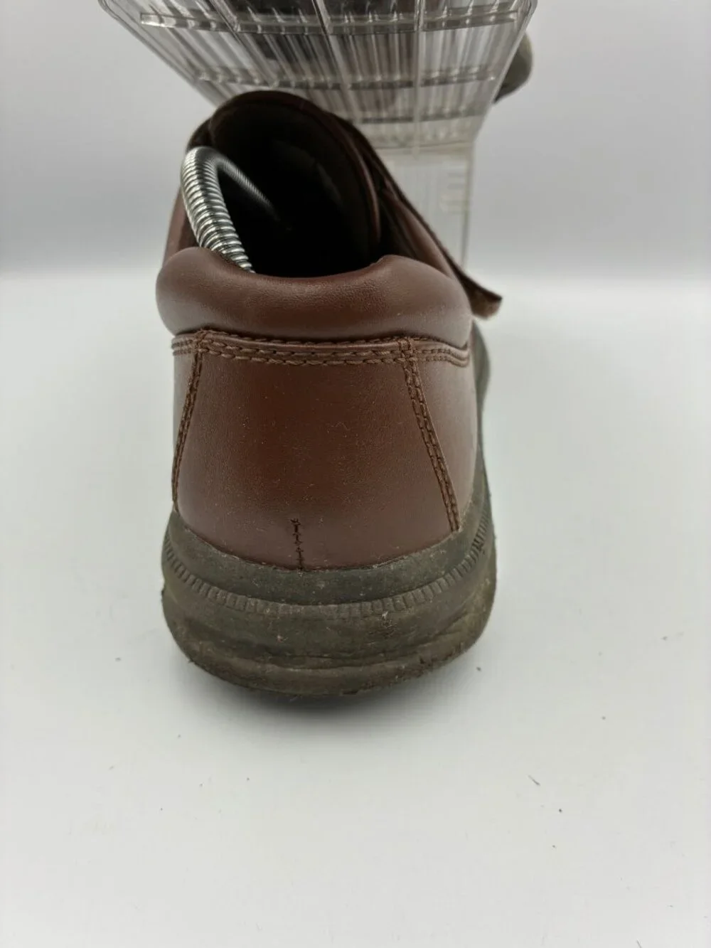 Softspots Mens Brown Velcro Loafers 8.5 Medium Moc Toe Comfort Casual Shoes
